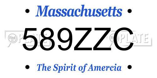 589ZZC Massachusetts License Plate