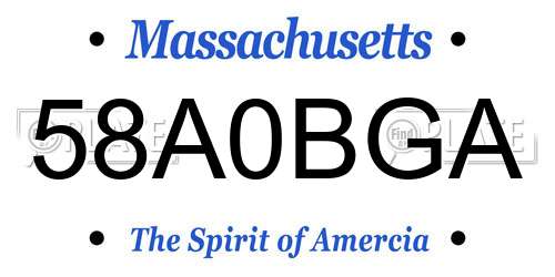 58A0BGA Massachusetts License Plate