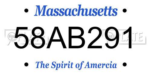 58AB291 Massachusetts License Plate