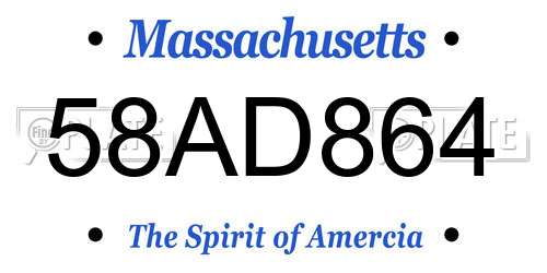58AD864 Massachusetts License Plate