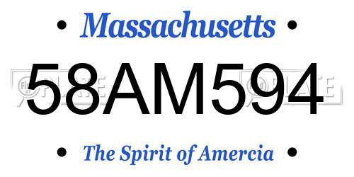 58AM594 Massachusetts License Plate