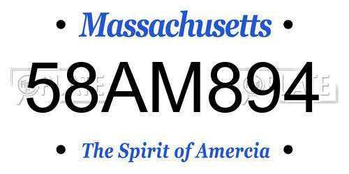 58AM894 Massachusetts License Plate