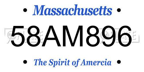 58AM896 Massachusetts License Plate