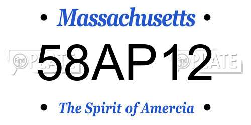 58AP12 Massachusetts License Plate