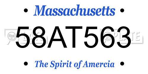 58AT563 Massachusetts License Plate
