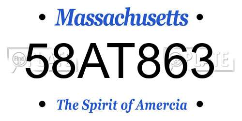 58AT863 Massachusetts License Plate