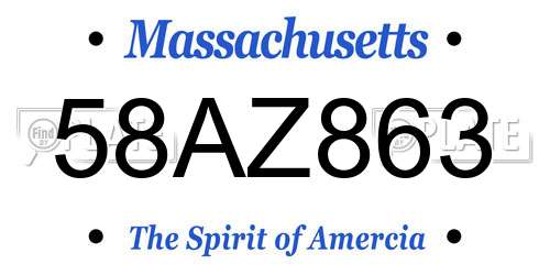 58AZ863 Massachusetts License Plate
