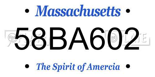 58BA602 Massachusetts License Plate
