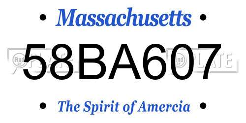 58BA607 Massachusetts License Plate
