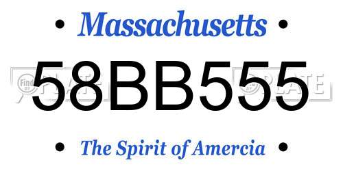 58BB555 Massachusetts License Plate