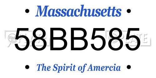 58BB585 Massachusetts License Plate