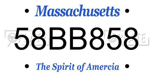 58BB858 Massachusetts License Plate