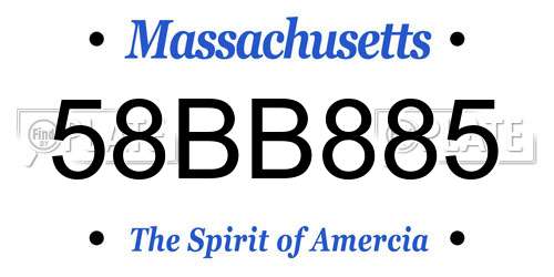 58BB885 Massachusetts License Plate