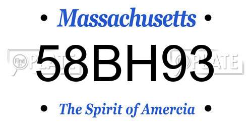 58BH93 Massachusetts License Plate