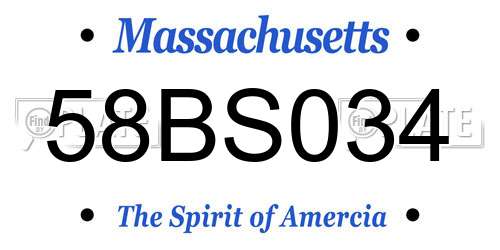 58BS034 Massachusetts License Plate