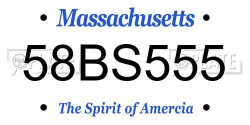 58BS555 Massachusetts License Plate