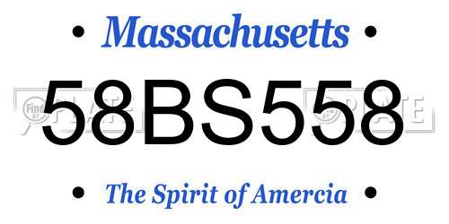 58BS558 Massachusetts License Plate