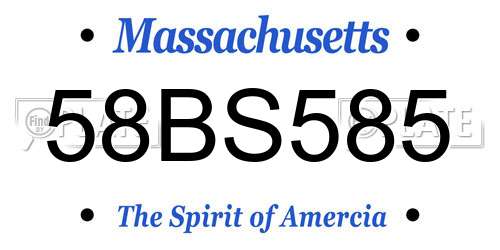 58BS585 Massachusetts License Plate