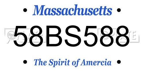 58BS588 Massachusetts License Plate