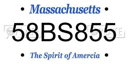 58BS855 Massachusetts License Plate