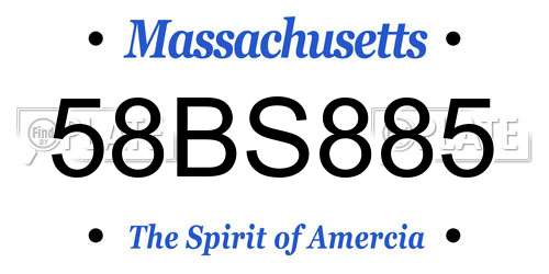 58BS885 Massachusetts License Plate