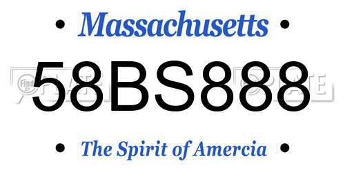 58BS888 Massachusetts License Plate