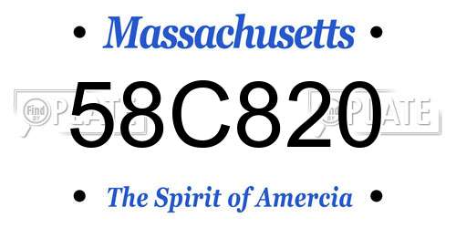 58C820 Massachusetts License Plate