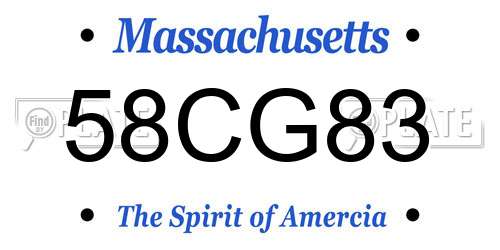 58CG83 Massachusetts License Plate