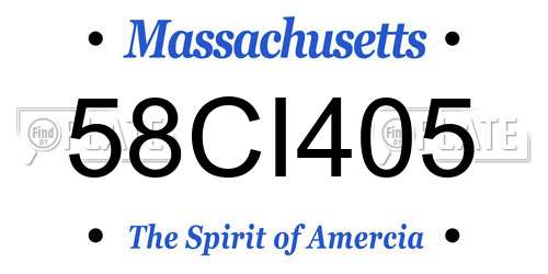 58CI405 Massachusetts License Plate