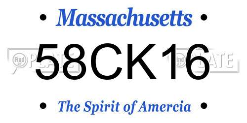 58CK16 Massachusetts License Plate