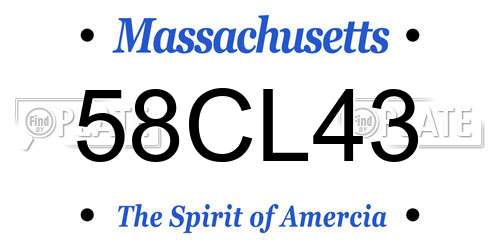 58CL43 Massachusetts License Plate