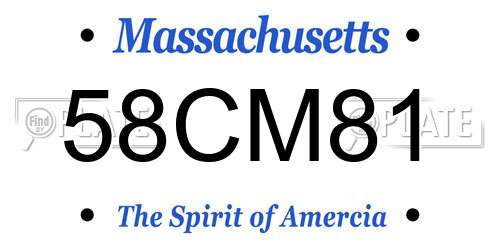 58CM81 Massachusetts License Plate