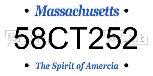 58CT252 Massachusetts License Plate
