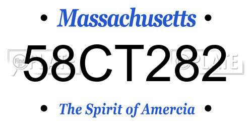 58CT282 Massachusetts License Plate