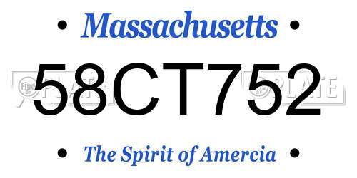 58CT752 Massachusetts License Plate