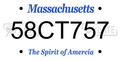 58CT757 Massachusetts License Plate