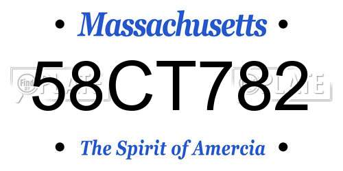 58CT782 Massachusetts License Plate
