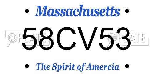 58CV53 Massachusetts License Plate
