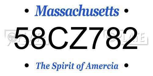 58CZ782 Massachusetts License Plate