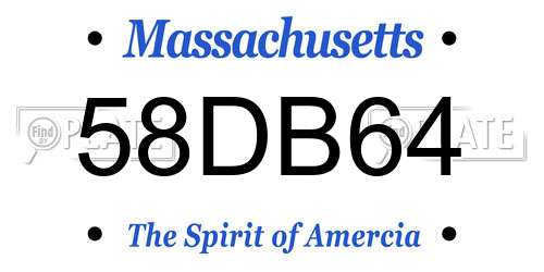 58DB64 Massachusetts License Plate