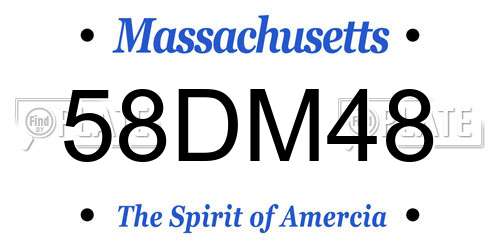 58DM48 Massachusetts License Plate