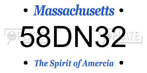 58DN32 Massachusetts License Plate