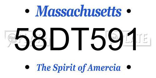 58DT591 Massachusetts License Plate