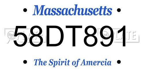 58DT891 Massachusetts License Plate