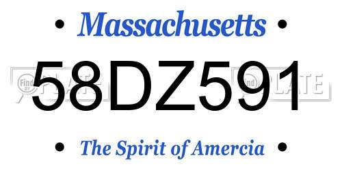 58DZ591 Massachusetts License Plate