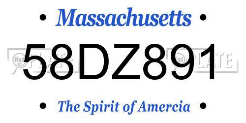 58DZ891 Massachusetts License Plate