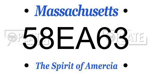 58EA63 Massachusetts License Plate