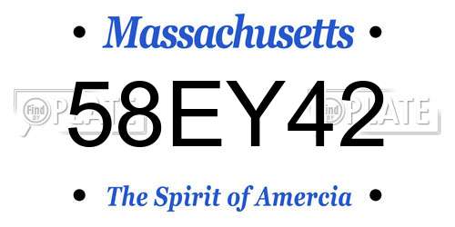58EY42 Massachusetts License Plate
