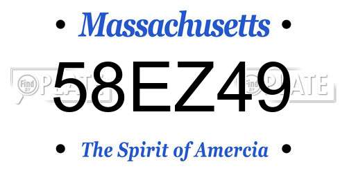 58EZ49 Massachusetts License Plate