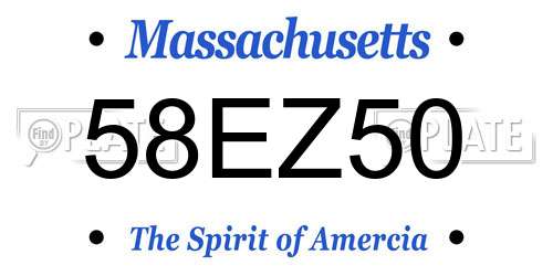 58EZ50 Massachusetts License Plate